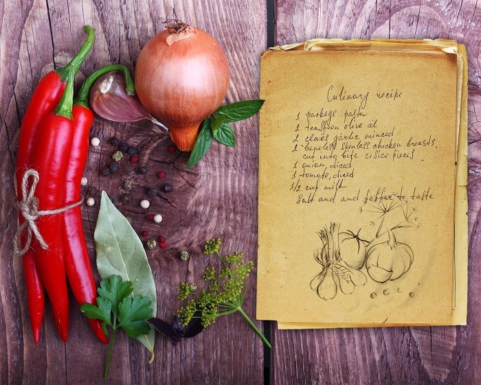 Vegetables and recipe card