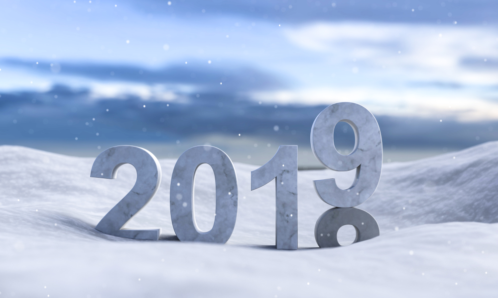 illustration 2019 New Year in the snow